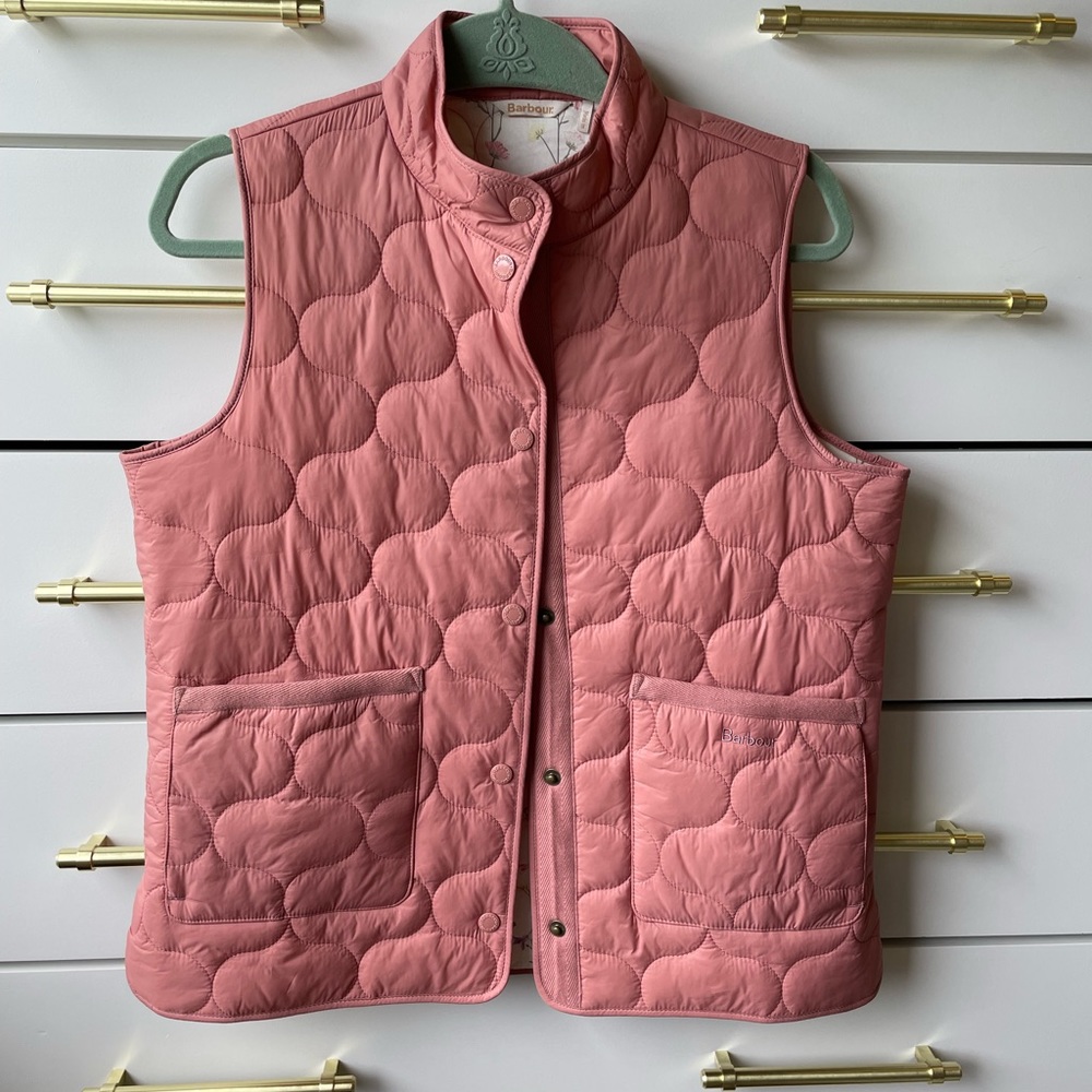 Barbour Quilted Vest with floral pattern lining